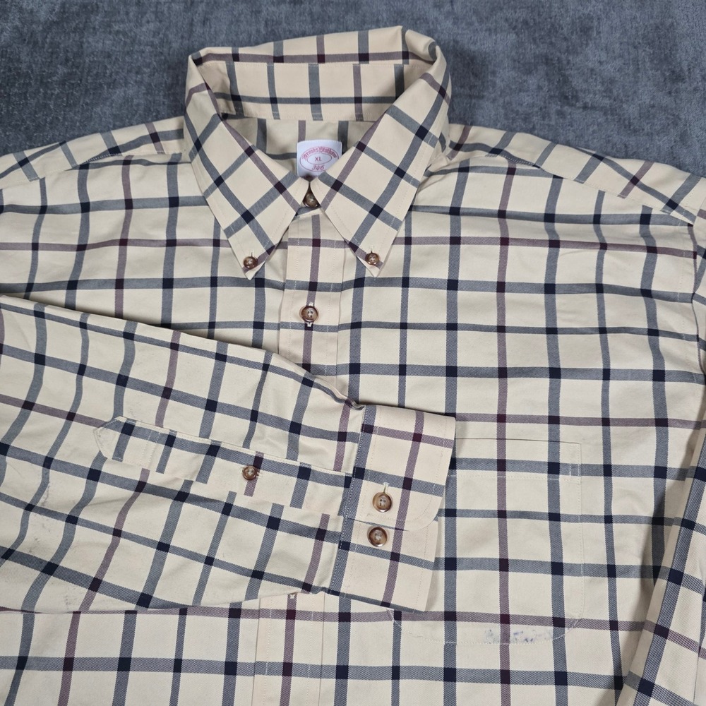Brooks Brothers 346 Mens XL Non-Iron Cotton Tattersall Check Button Down Shirt